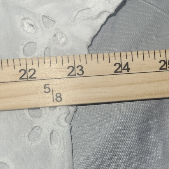 Tunic Blouse Top Cotton Floral Eyelet Lace Sheer Elbow Short Sleeve V Neck Boho - Picture 2 of 7